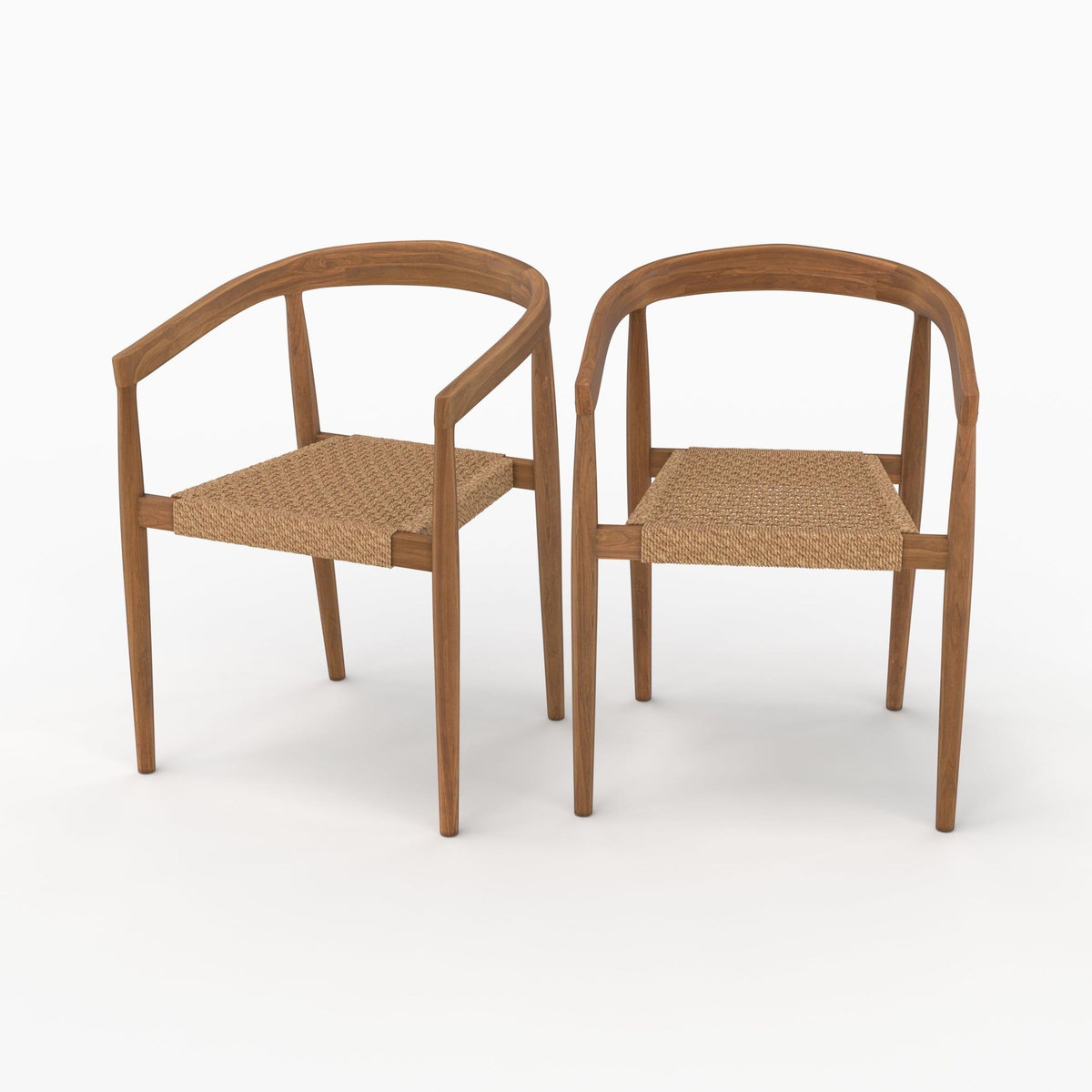 Rendez vous déco Lot de 2 chaises en bois de teck vernis et tissage synthétique-Bali