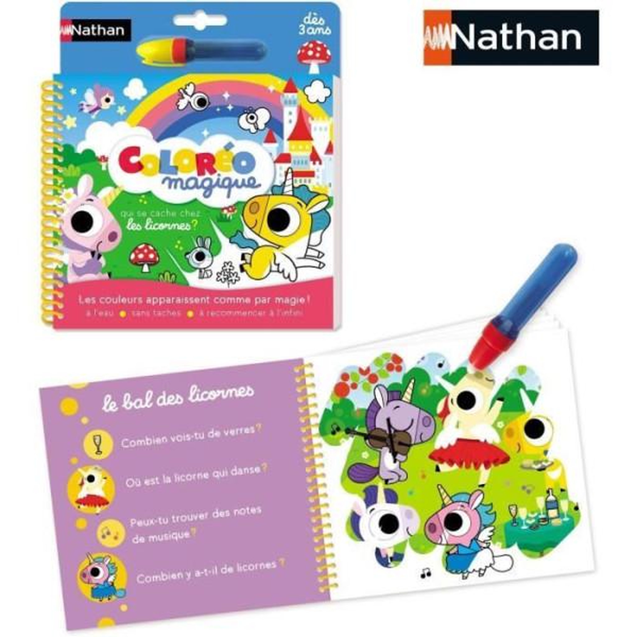 Voir la diapositive 6 : Nathan Coloréo magique - Licornes - Jeu créatif - NATHAN - Des 3 ans