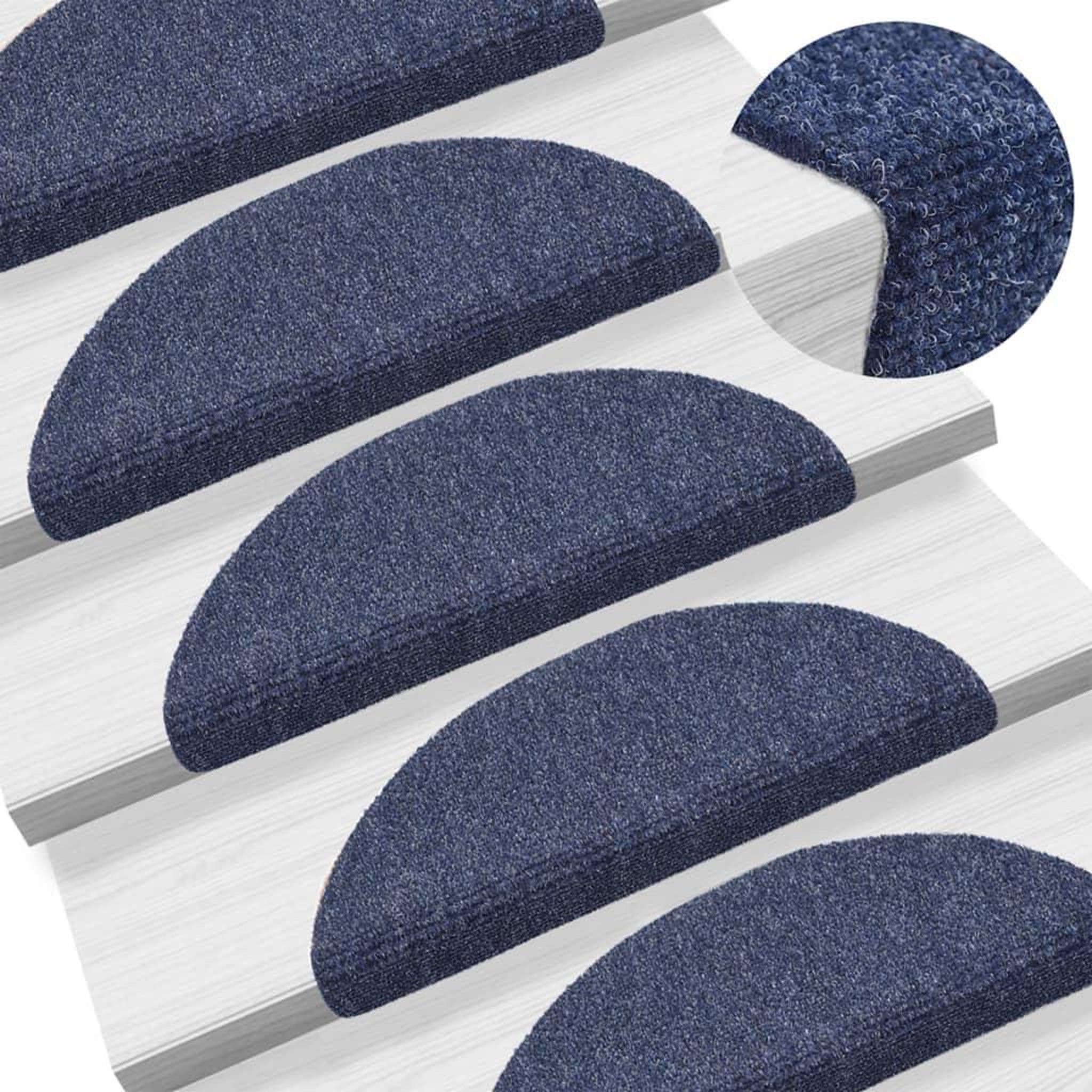 VIDAXL Tapis autoadhesifs de marches 5 pcs Bleu 56x17x3 cm Aiguillete
