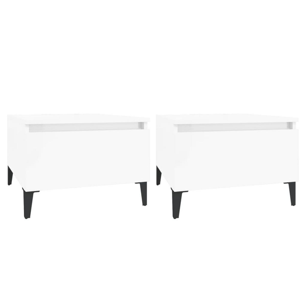VIDAXL Tables d'appoint 2pcs Blanc brillant 50x46x35cm Bois ingenierie