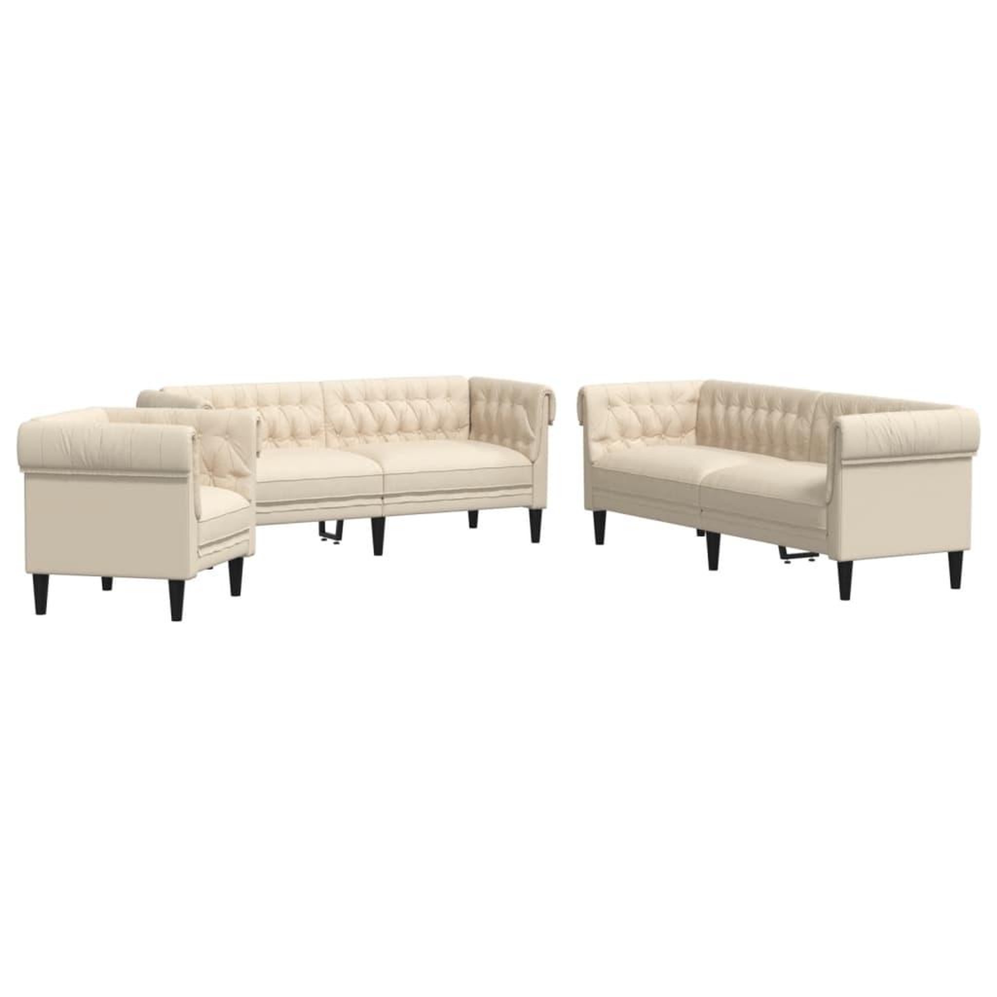 Voir la diapositive 2 : VIDAXL Ensemble de canapes 3 pcs creme tissu