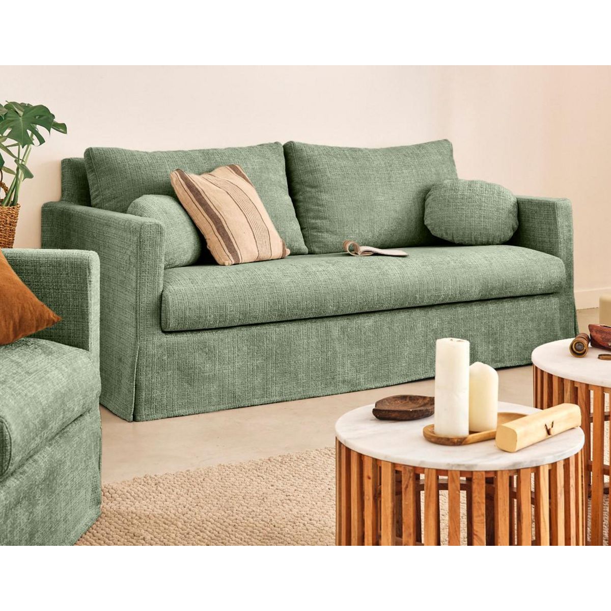 LISA DESIGN Serena - canapé droit déhoussable 3 places en velours texturé