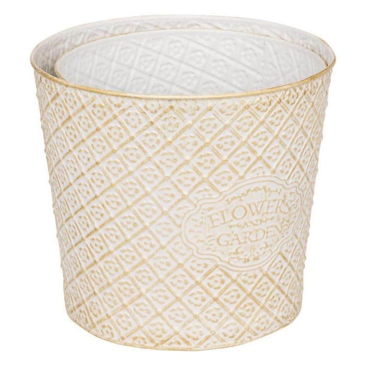 ATMOSPHERA Lot de 2 Cache-Pots en Métal  Tino  22cm Blanc