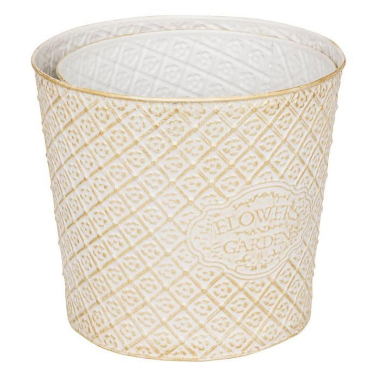 ATMOSPHERA Lot de 2 Cache-Pots en Métal  Tino  22cm Blanc