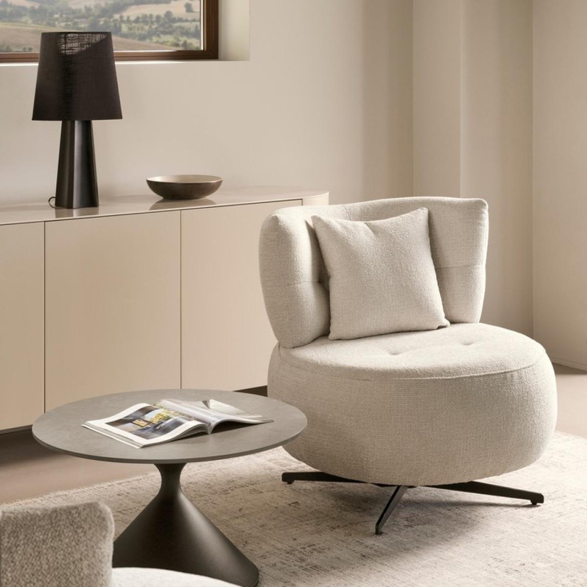 Voir la diapositive 5 : JLC KREATION Buffet 3 portes beige 200 cm plateau céramique sidra