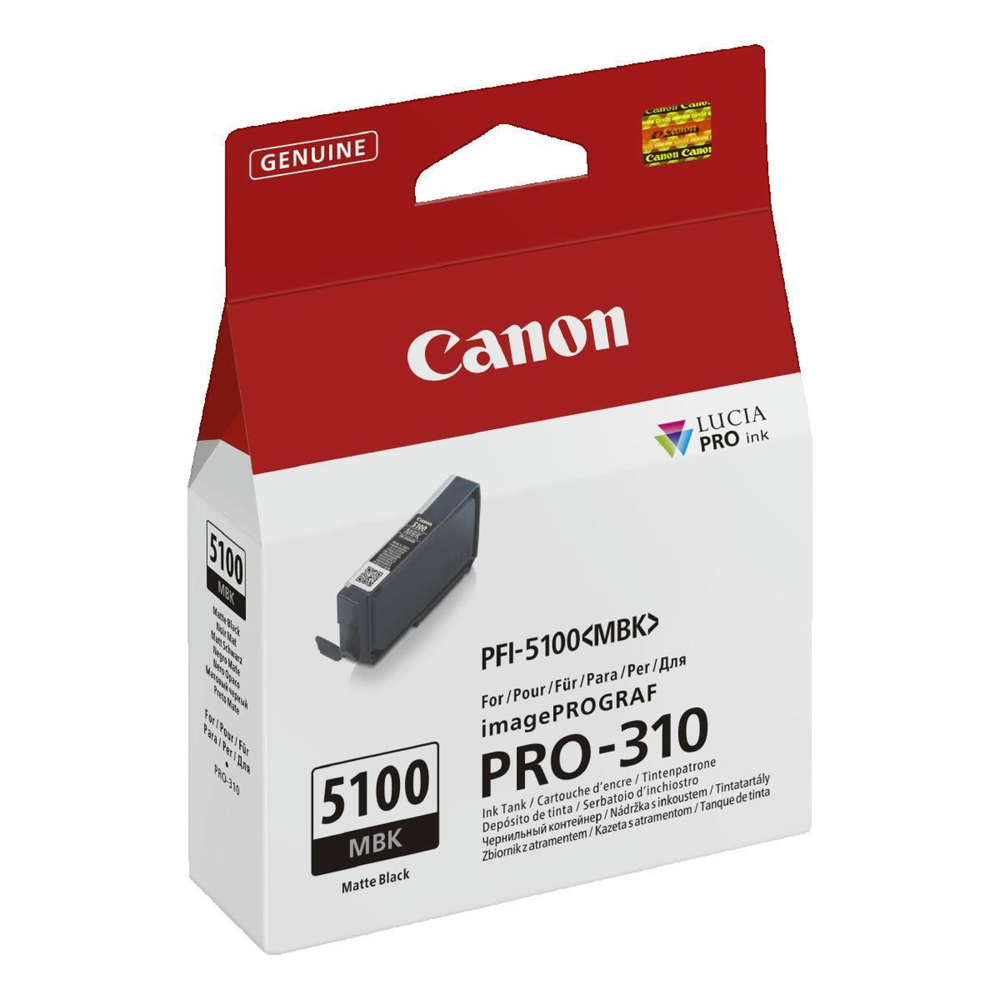Voir la diapositive 3 : Canon Cartouche d'encre Canon PFI-5100 MBK noir mat