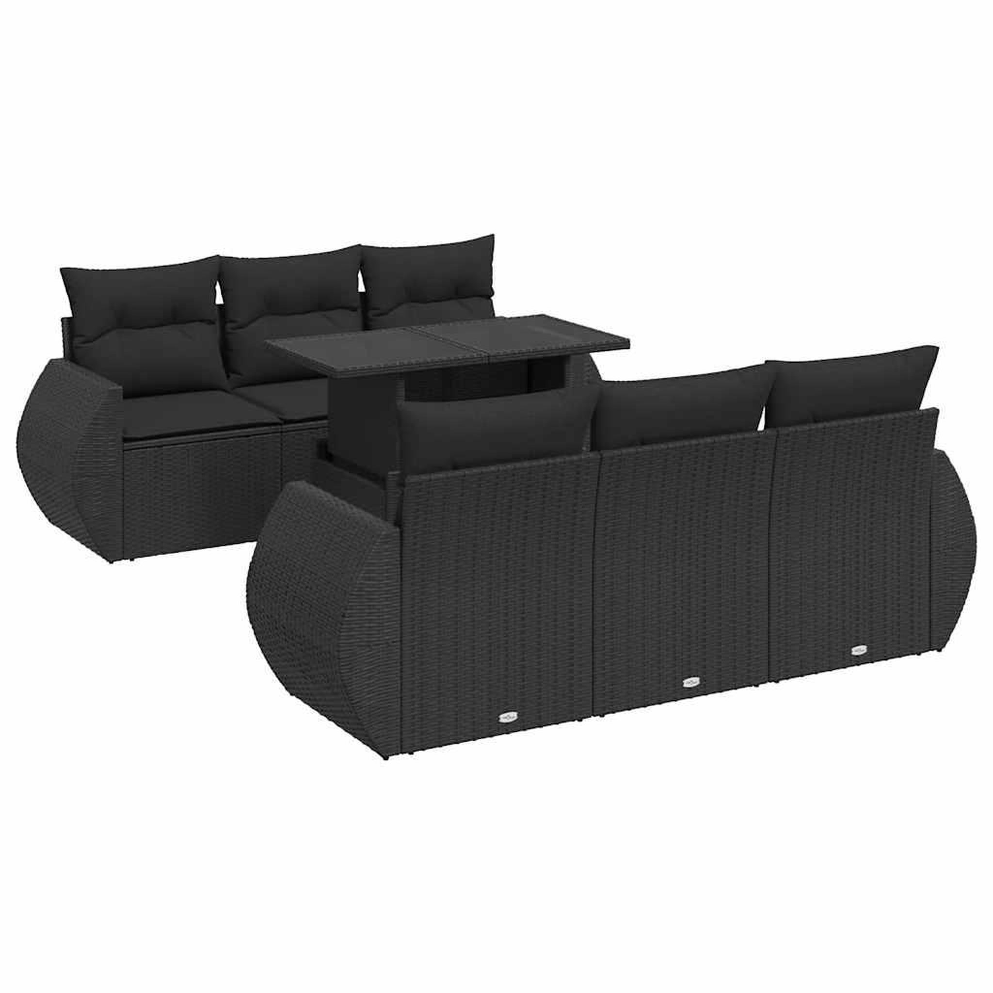 Voir la diapositive 2 : VIDAXL Salon de jardin 7 pcs avec coussins noir resine tressee