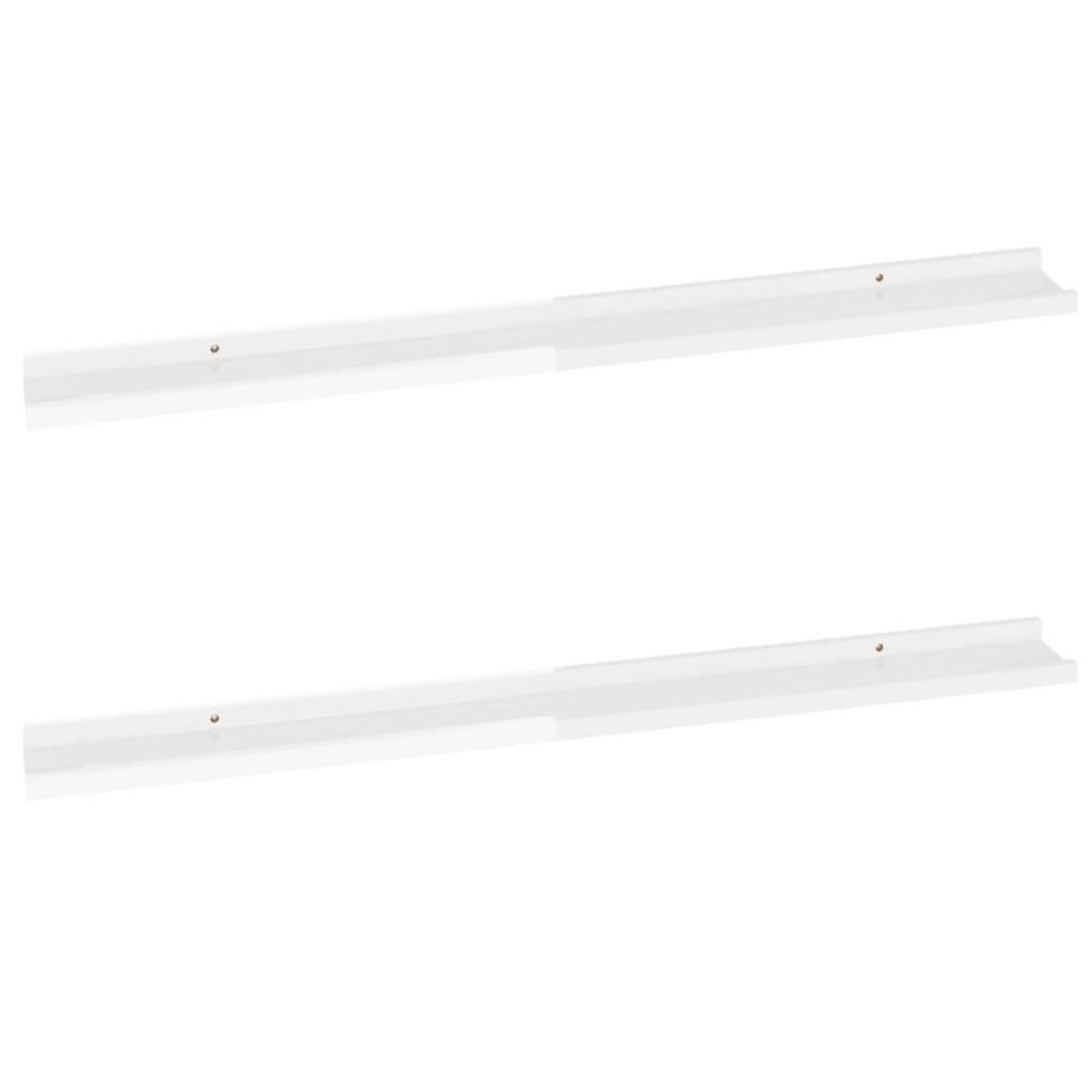 VIDAXL Etageres murales 2 pcs Blanc brillant 100x9x3 cm