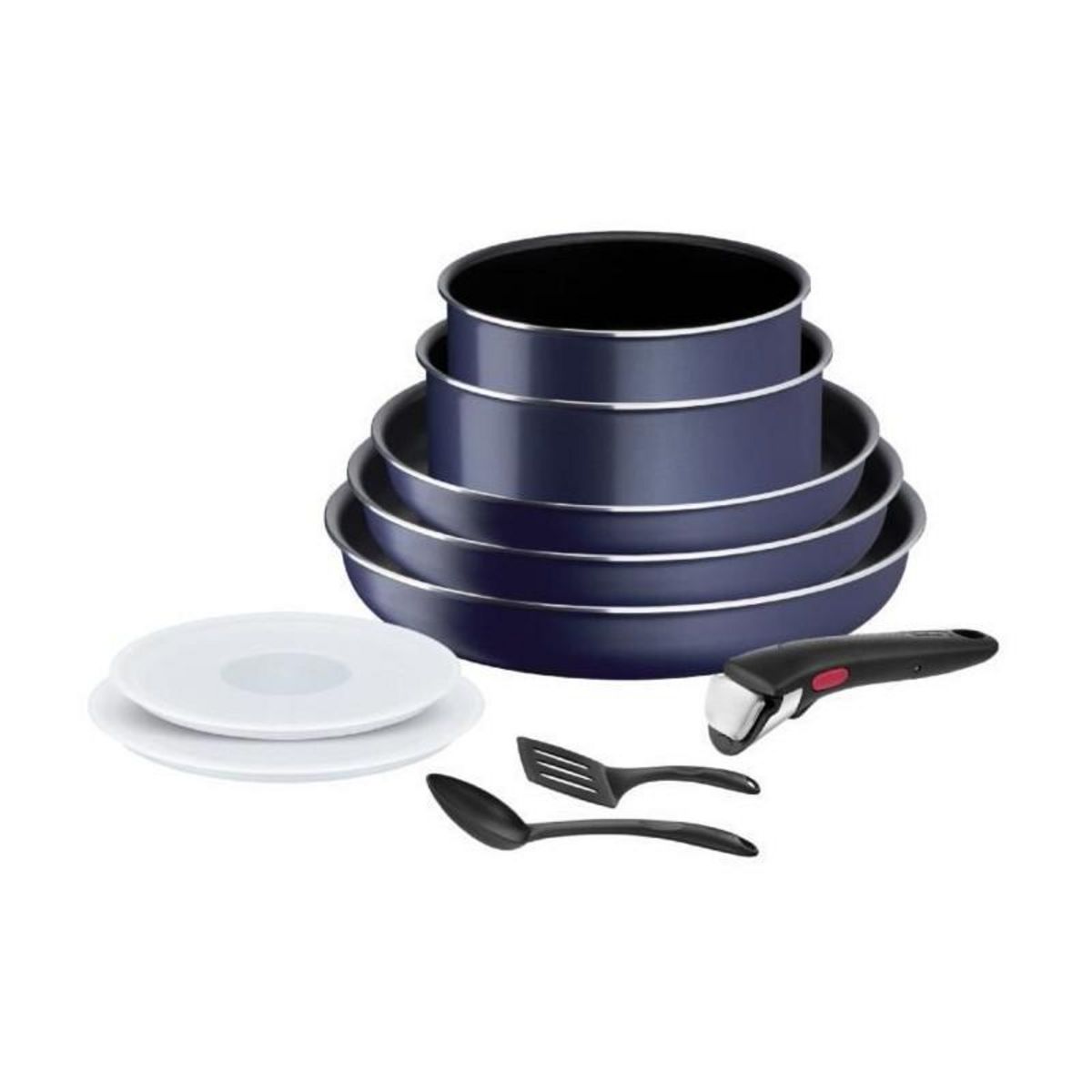 TEFAL TEFAL L1579102 Ingenio Easy Cook N Clean Batterie de cuisine 10 pieces, anti ashésif, tous feux sauf induction, fabriqué en Fr