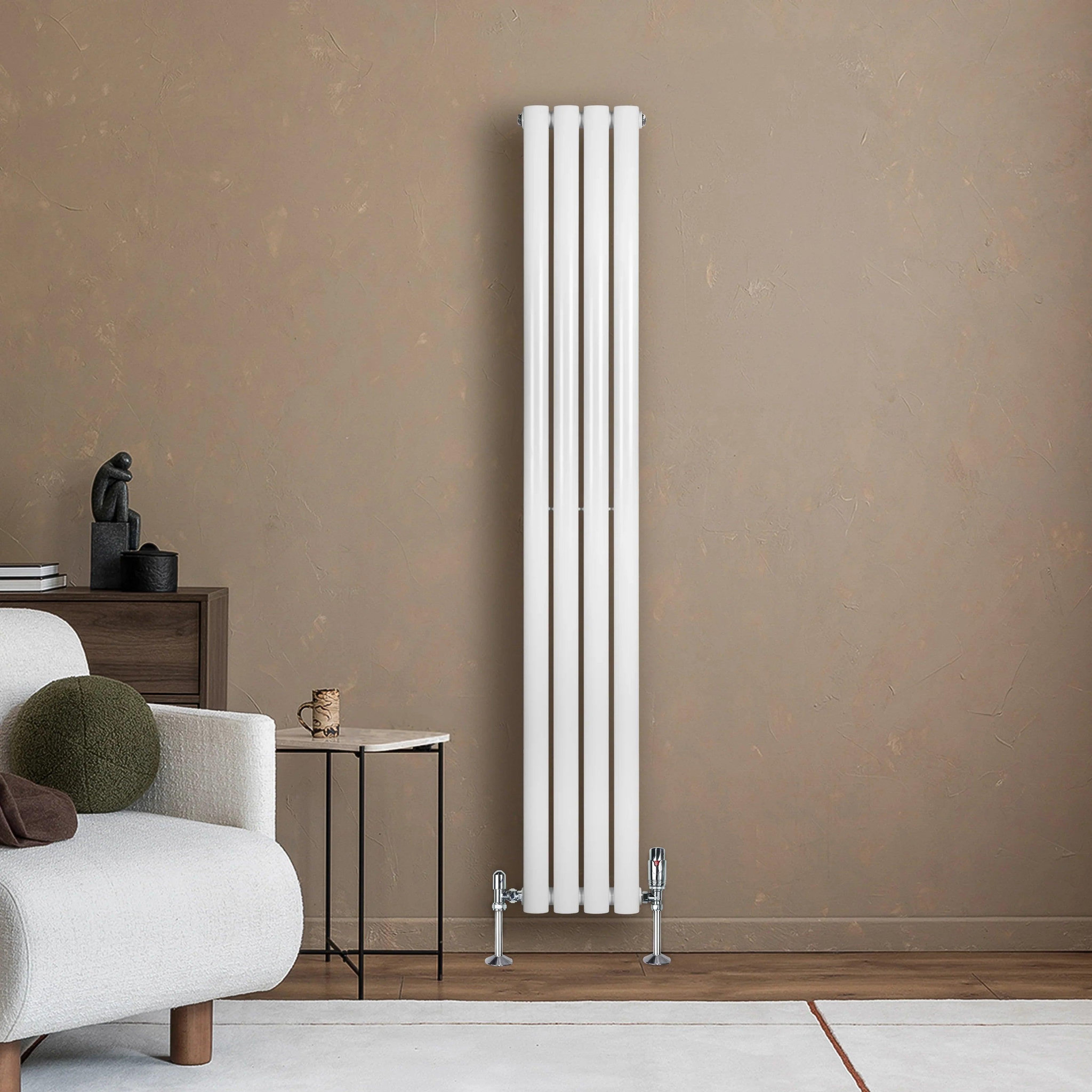 Voir la diapositive 4 : MONSTERSHOP Radiateur à colonnes ovales & vannes, 1 panneau - 1600 x 240 mm