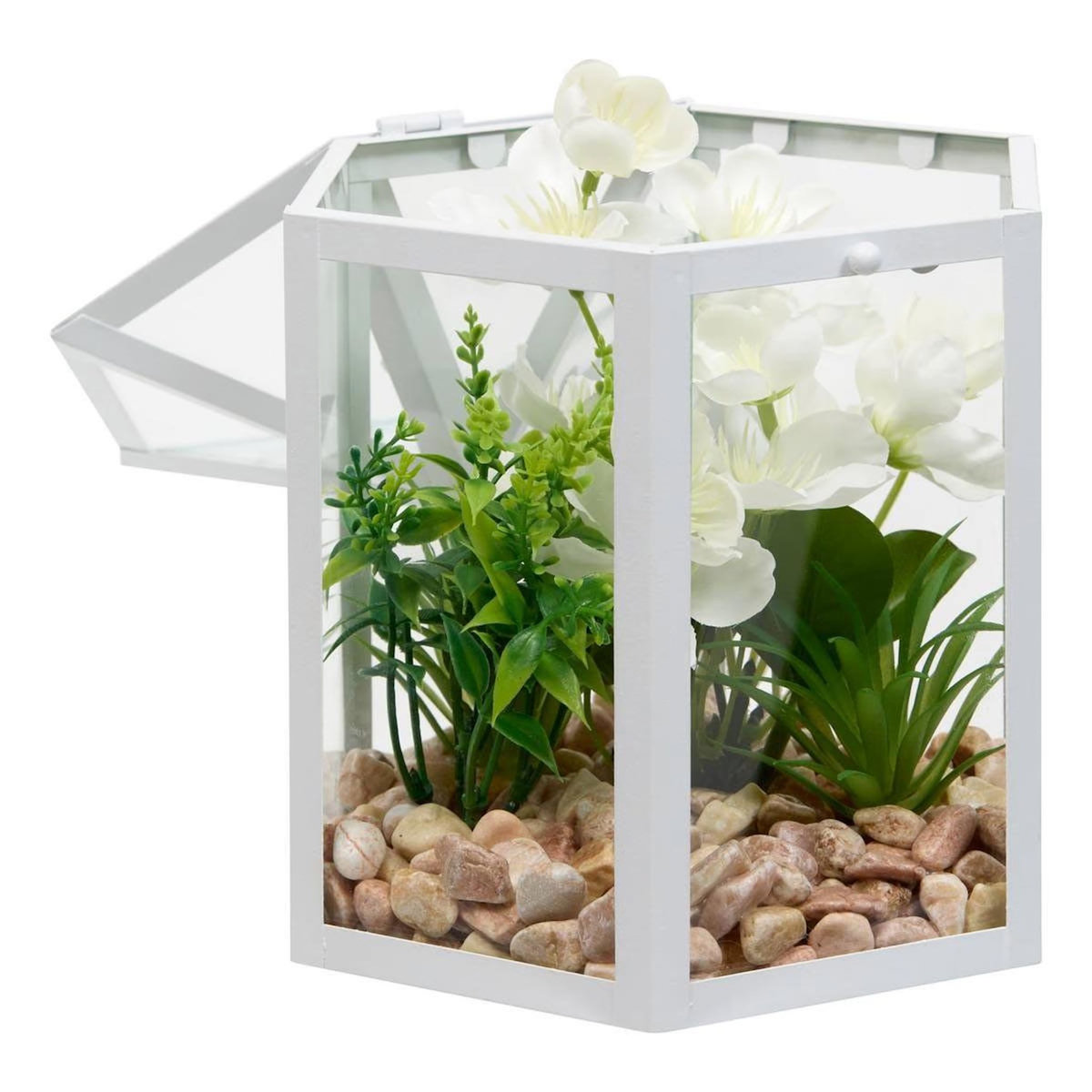 ATMOSPHERA Terrarium Cage Déco  Fleur de Rose  23cm Blanc