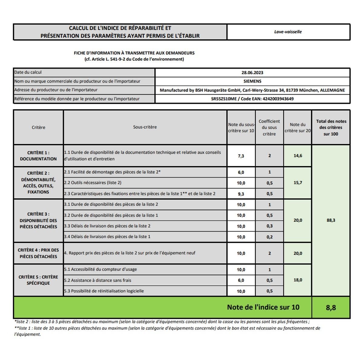 Siemens Lave-vaisselle 45cm 10 couverts 42db noir - SR55ZS10ME
