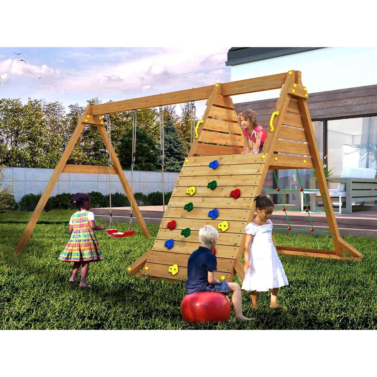 Fungoo Aire de jeux Spider King avec balançoire double - Fungoo