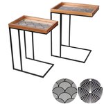 DIVERS 2 Bouts de canapé design Art Déco. Coloris disponibles : Bleu