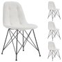IDIMEX Lot de 4 chaises IMRAN pour salle à manger ou cuisine avec 4 pieds en métal noir design contemporain, revêtement synthétique blanc
