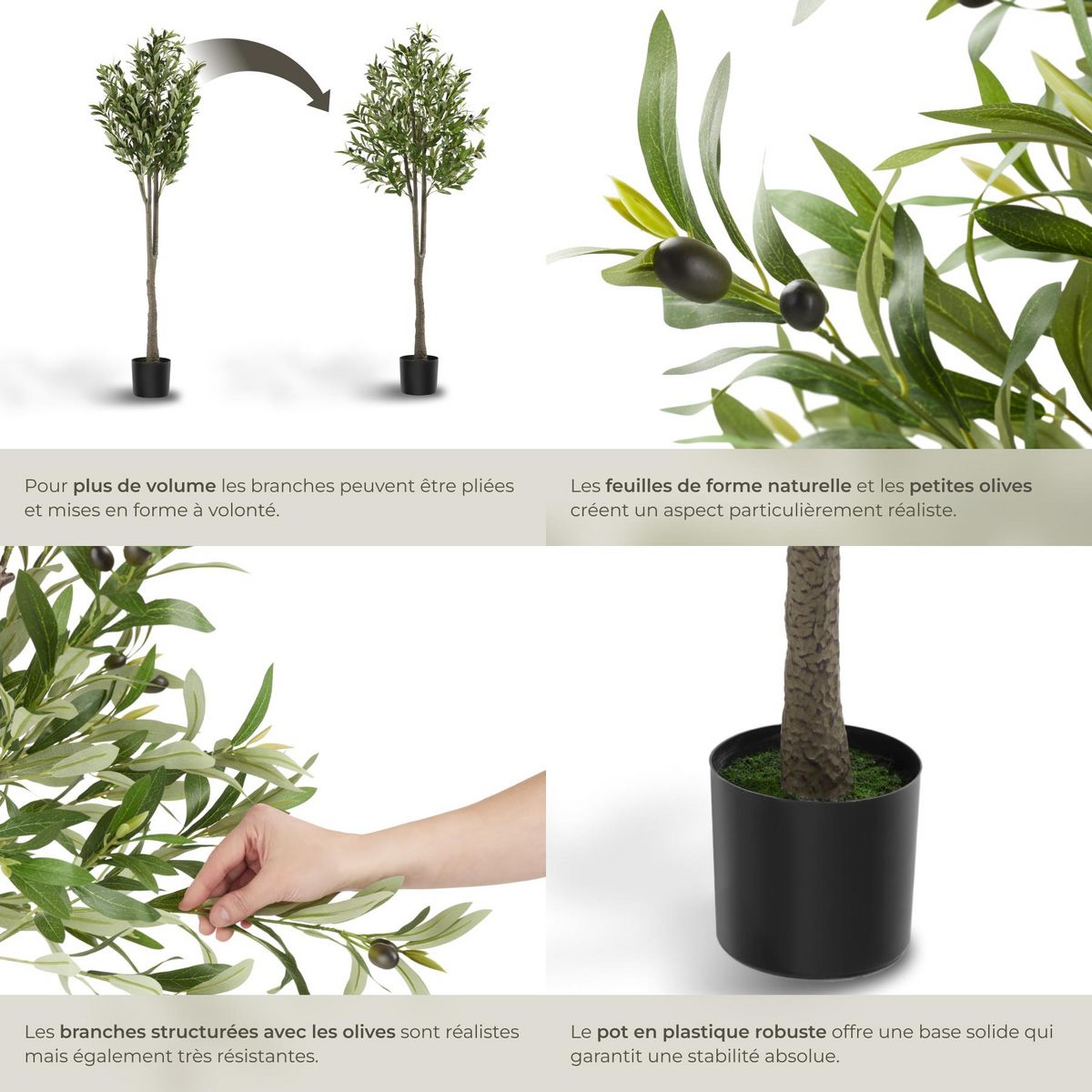 tectake Olivier artificiel design très réaliste vert