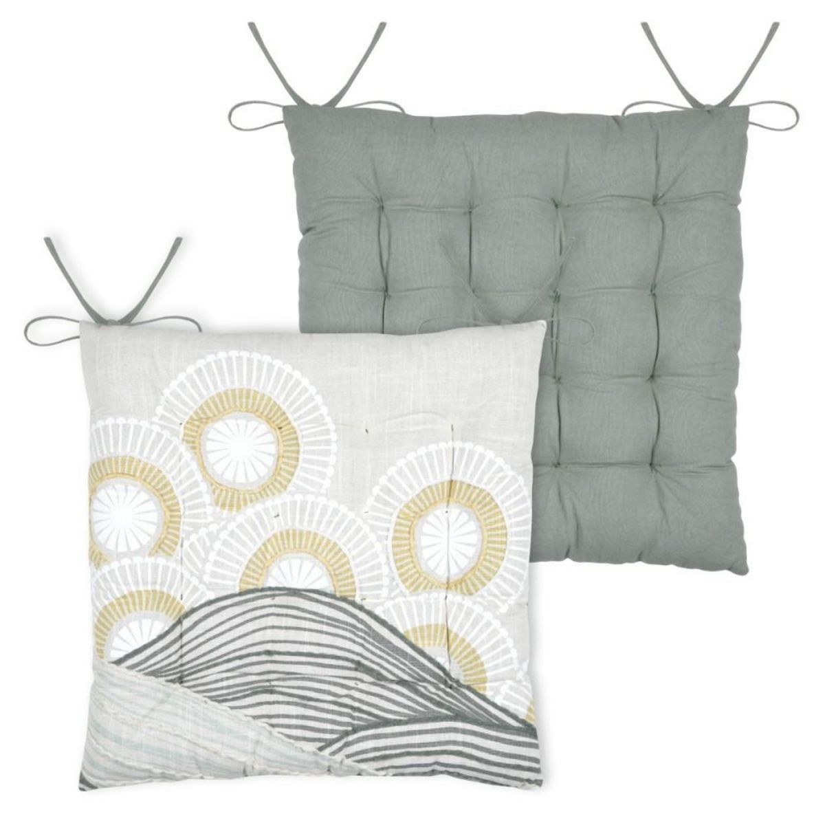 STOF Lot de 4 galettes de chaise réversible coton YUKI