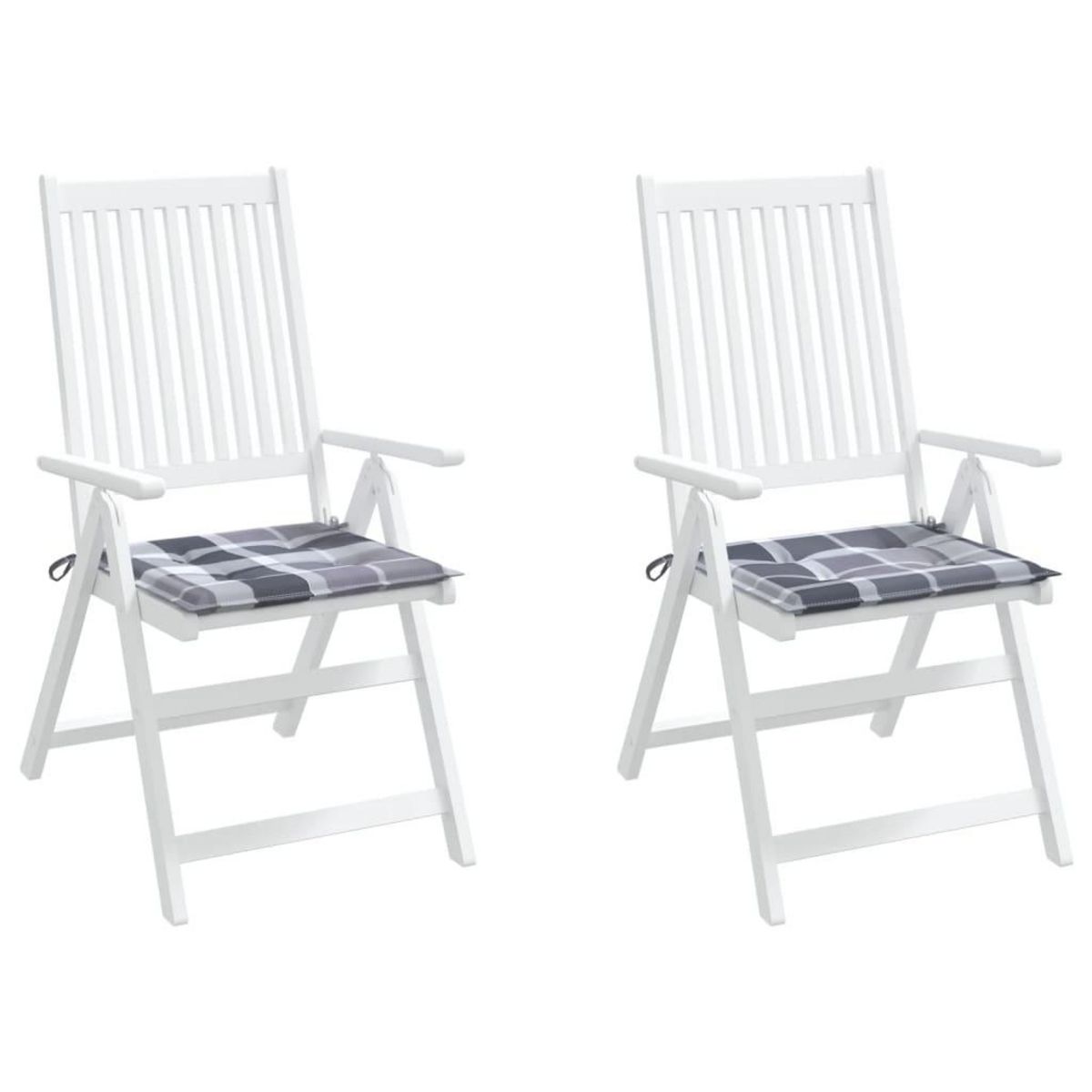 VIDAXL Coussins de chaise de jardin lot de 2 carreaux gris 40x40x3 cm