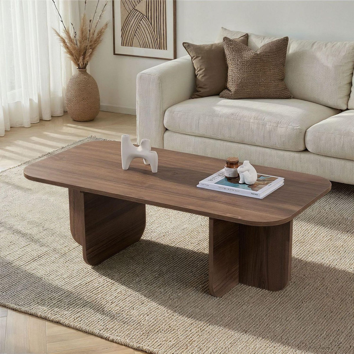 TOILINUX Table basse design effet bois foncé LEANDRO - Marron
