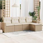 VIDAXL Salon de jardin avec coussins 5 pcs beige resine tressee
