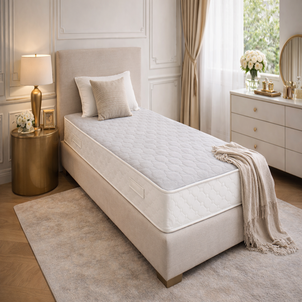 KING OF DREAMS Matelas  - Hauteur 20 cm Soutien Très Ferme Haute Densité 35 kg/m³ – 2 Faces de Couchage (Face Grise Design)Modèle Good Night Gris