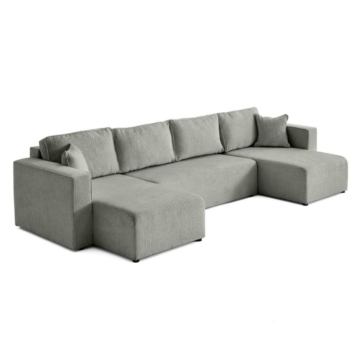 BEST MOBILIER Topaze - canapé panoramique en u - 7 places - convertible avec coffre - en tissu velours relief