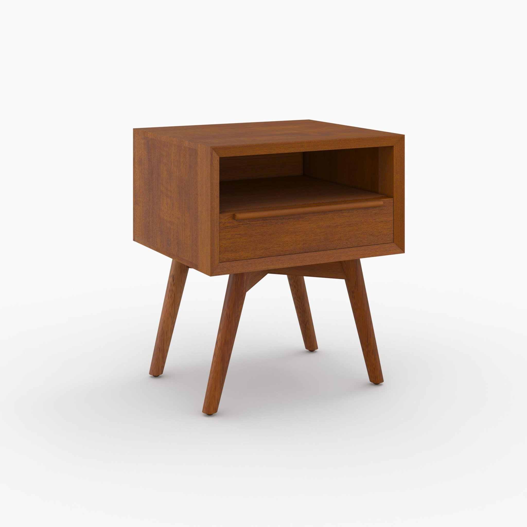Voir la diapositive 5 : MAISON PAVANE Table de chevet en bois de teck, 1 niche et 1 tiroir-waya