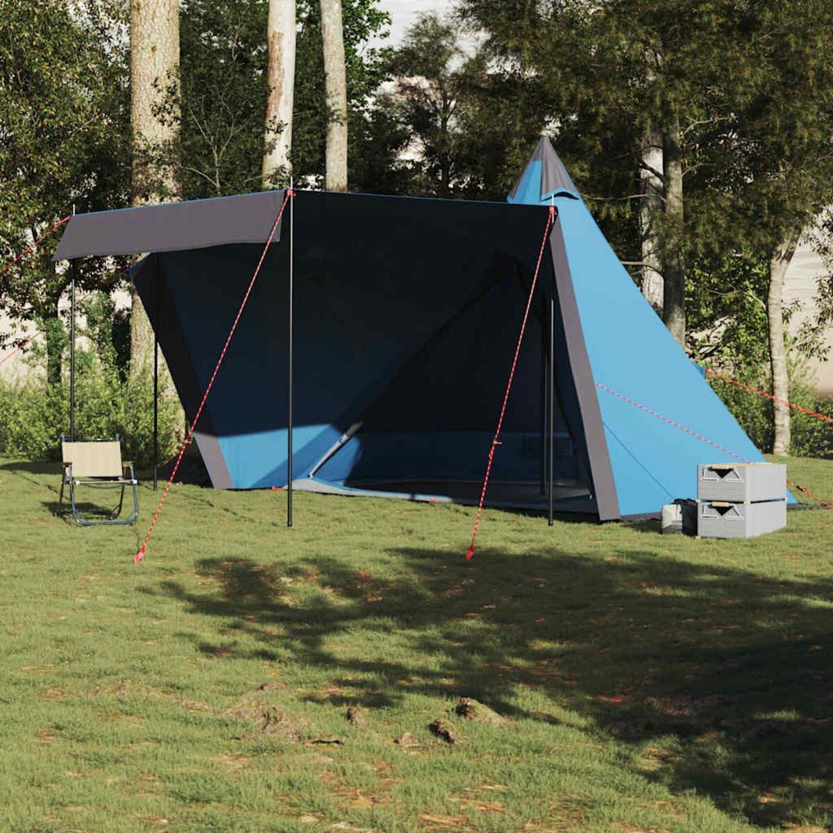 VIDAXL Tente familiale tipi 6 personnes bleu impermeable