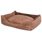 VIDAXL Lit pour chiens avec coussin Cuir artificiel PU Taille M Beige
