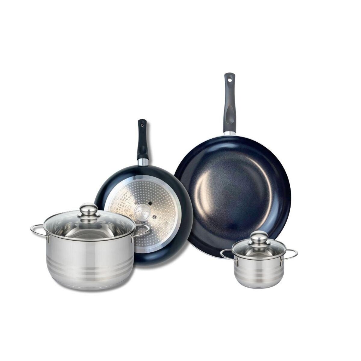 ELO Ensemble de 2 Poêles de cuisson 24 et 28 cm et 2 faitouts 12 et 20 cm Elo Prima Brillant