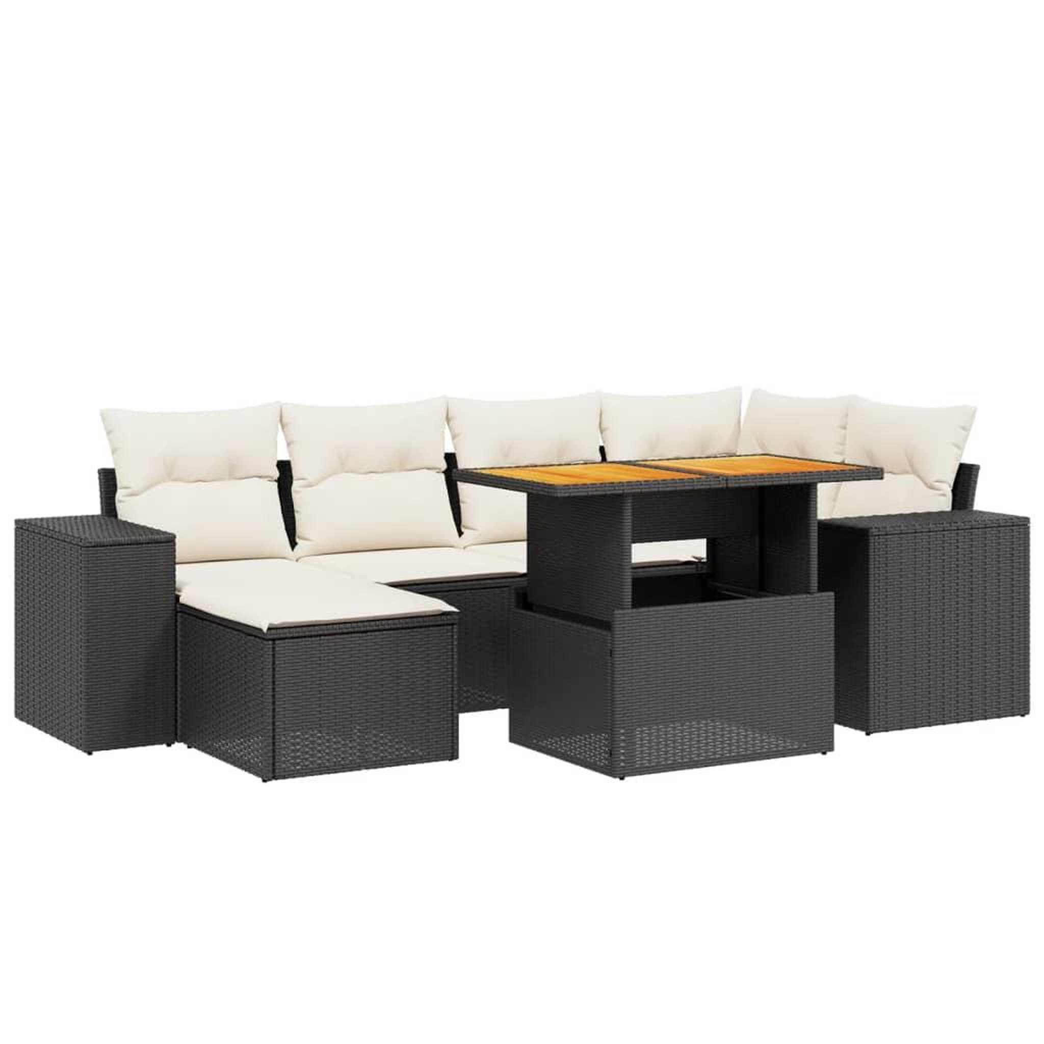 Voir la diapositive 2 : VIDAXL Salon de jardin 7 pcs avec coussins noir resine tressee