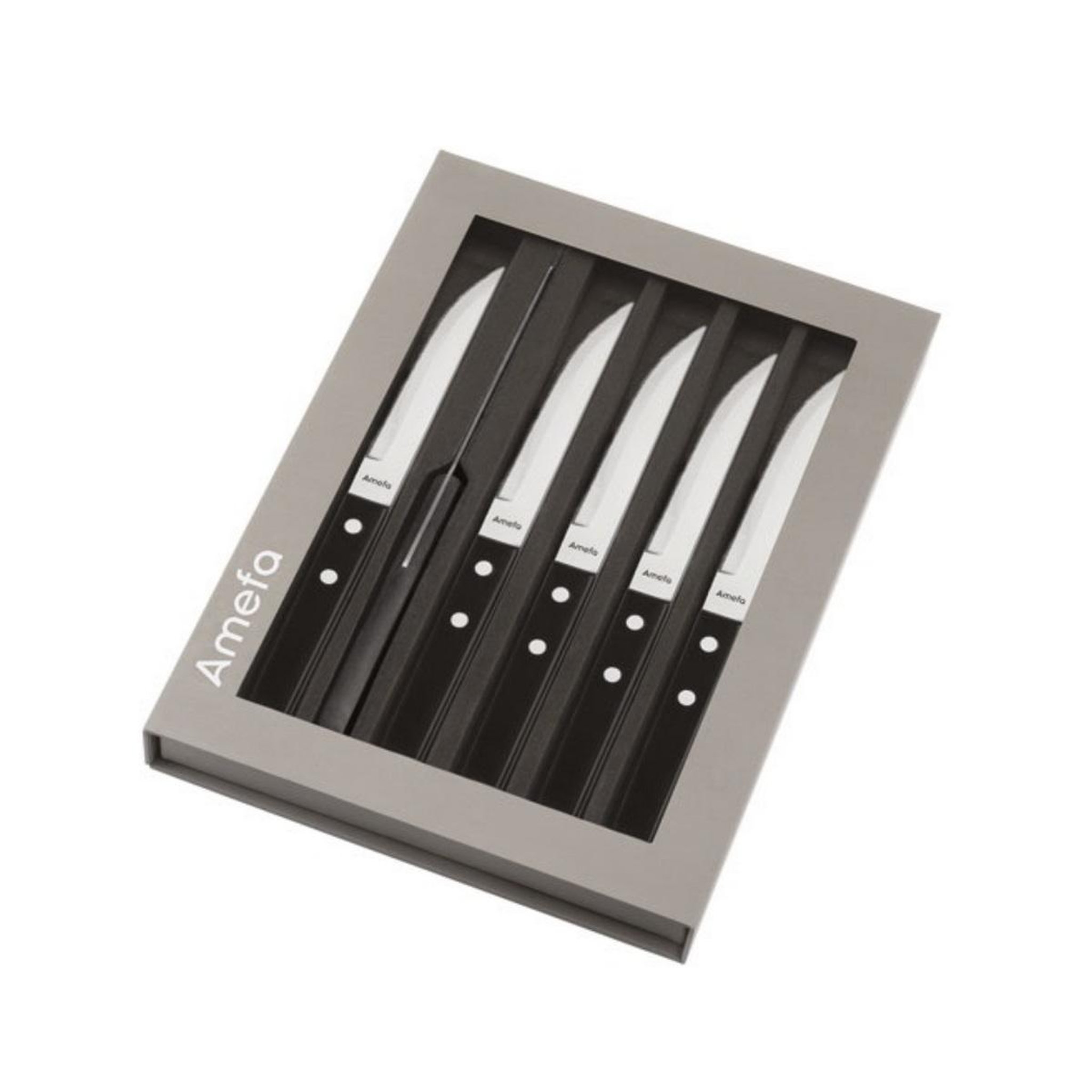 Voir la diapositive 2 : Amefa Coffret 6 couteaux à steak / pizza noir - 700000MB02BR1