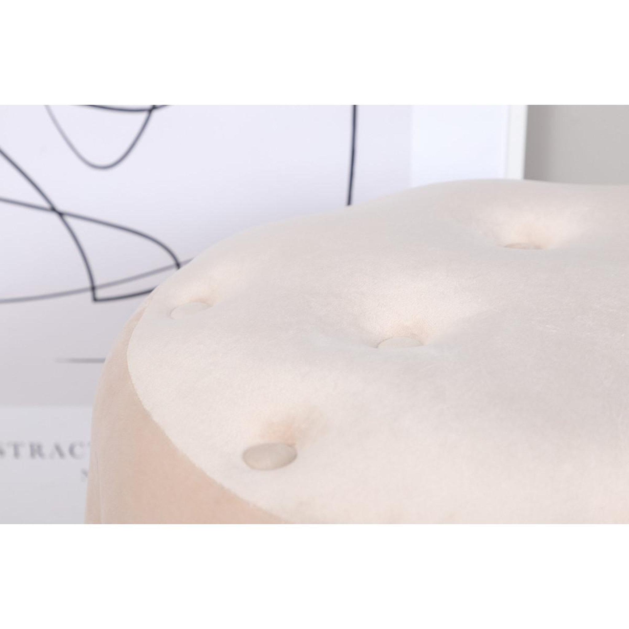 Voir la diapositive 5 : Paris Prix Pouf capitonné en velours  benjamin  55cm beige