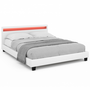 Voir la diapositive 4 : ID MARKET Lit double NEO avec tête de lit LED intégrées et sommier 160 x 200 cm PVC blanc