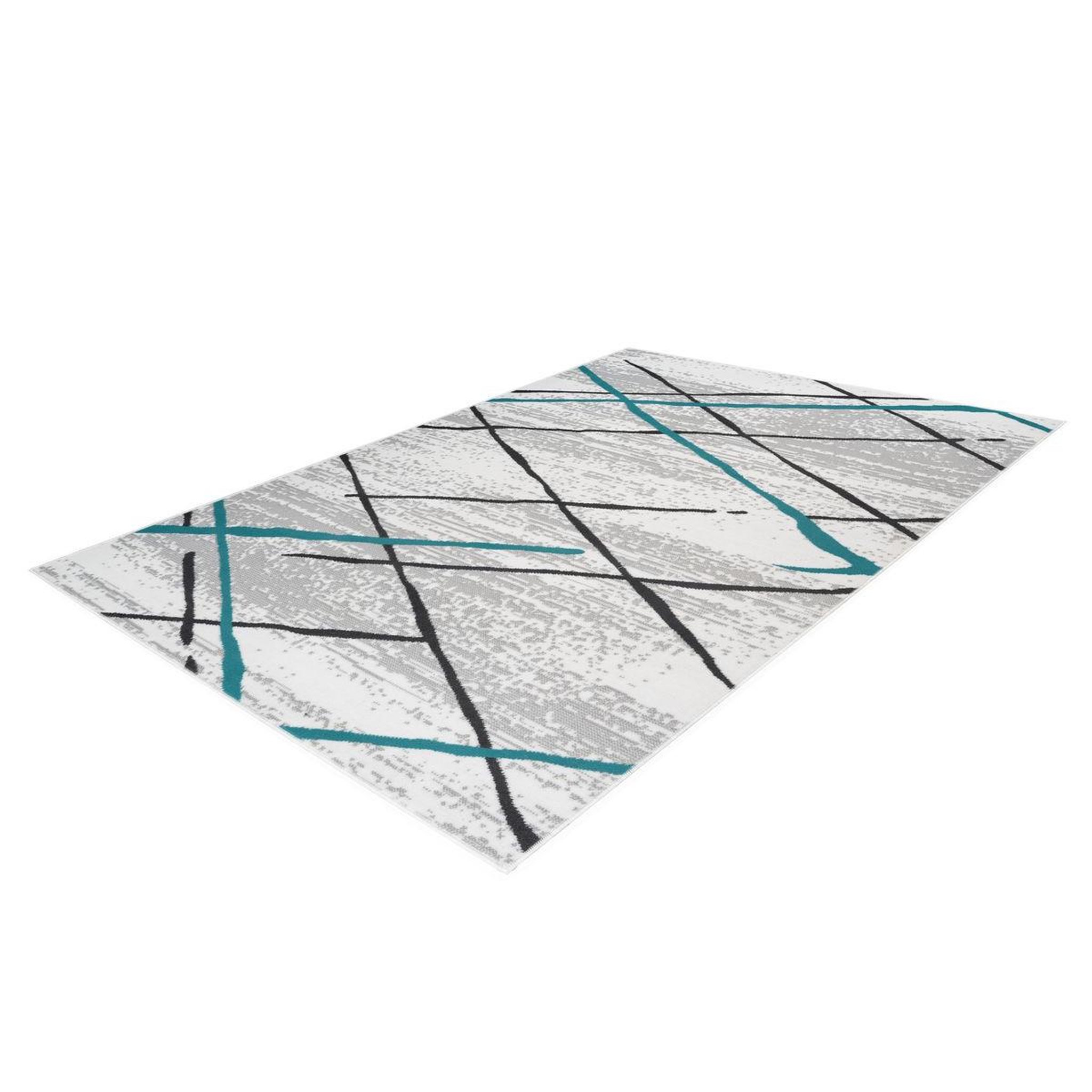 Voir la diapositive 4 : Paris Prix Tapis Rayures à Poils Courts  Vancouver I  Turquoise