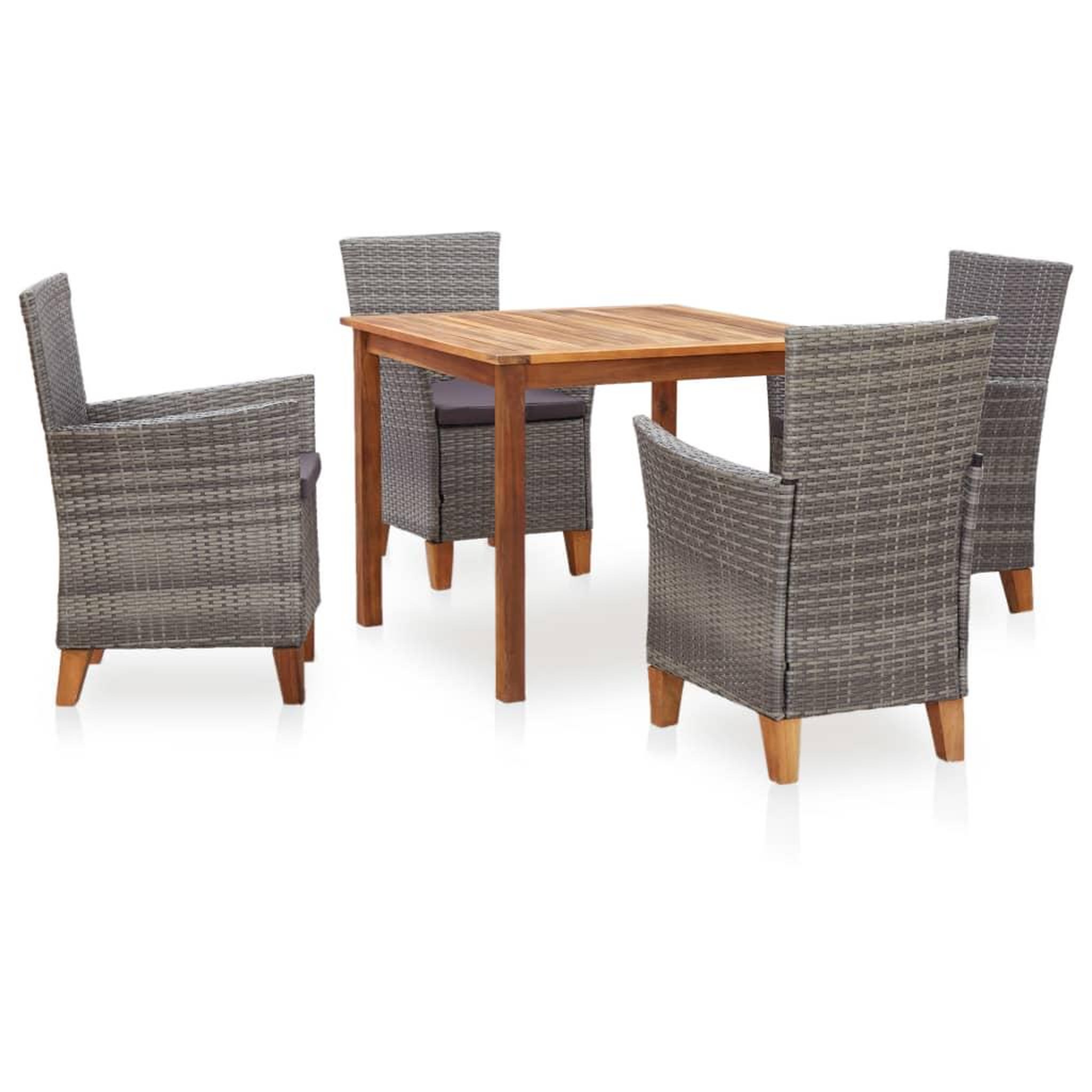 Voir la diapositive 1 : VIDAXL Mobilier a dîner 5 pcs resine tressee et bois d'acacia gris