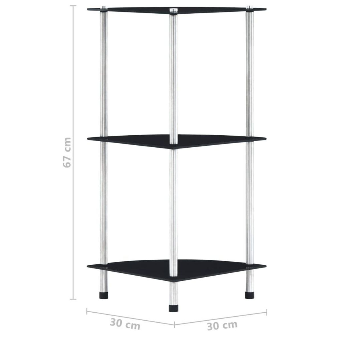 VIDAXL Etagere 3 niveaux Noir 30x30x67 cm Verre trempe