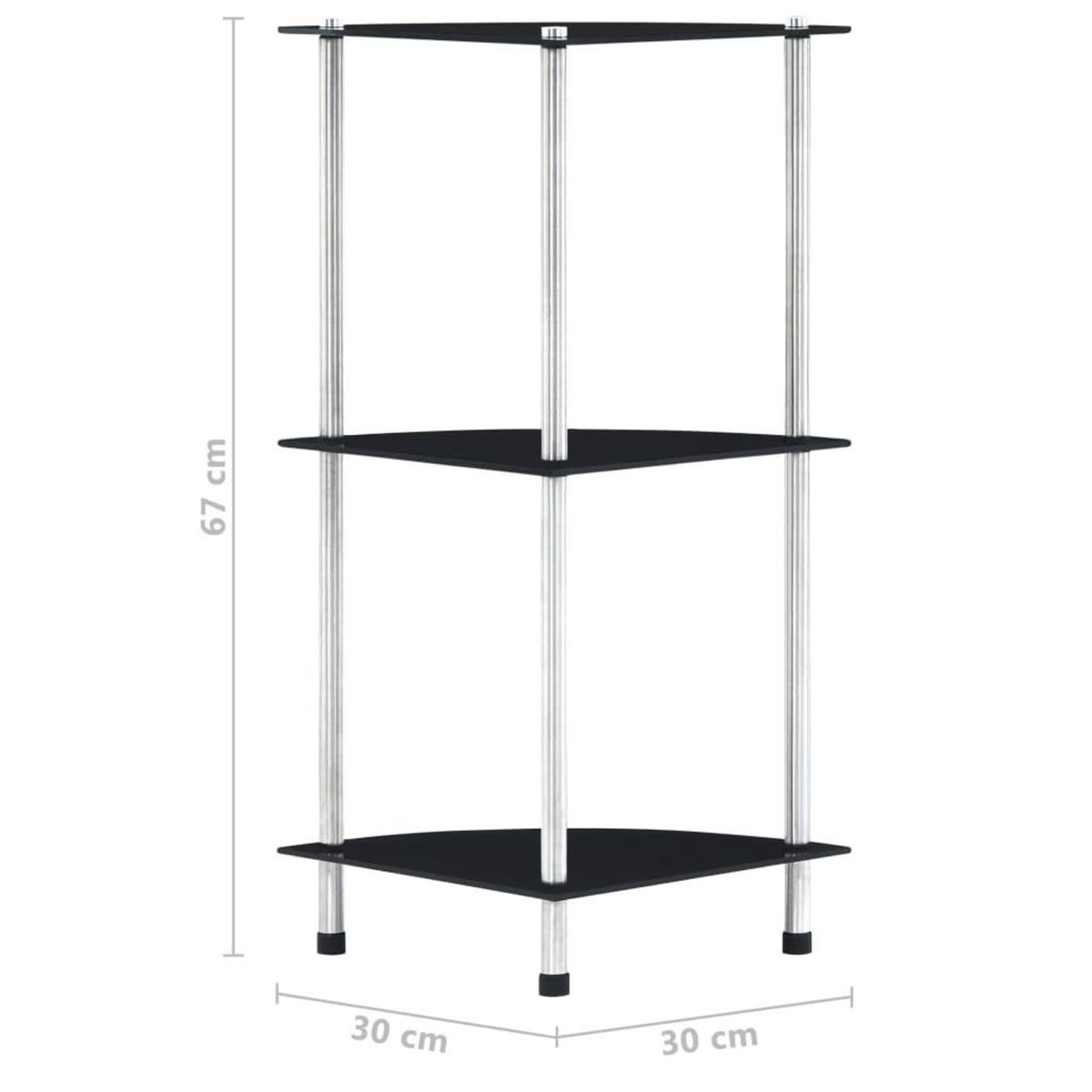 VIDAXL Etagere 3 niveaux Noir 30x30x67 cm Verre trempe