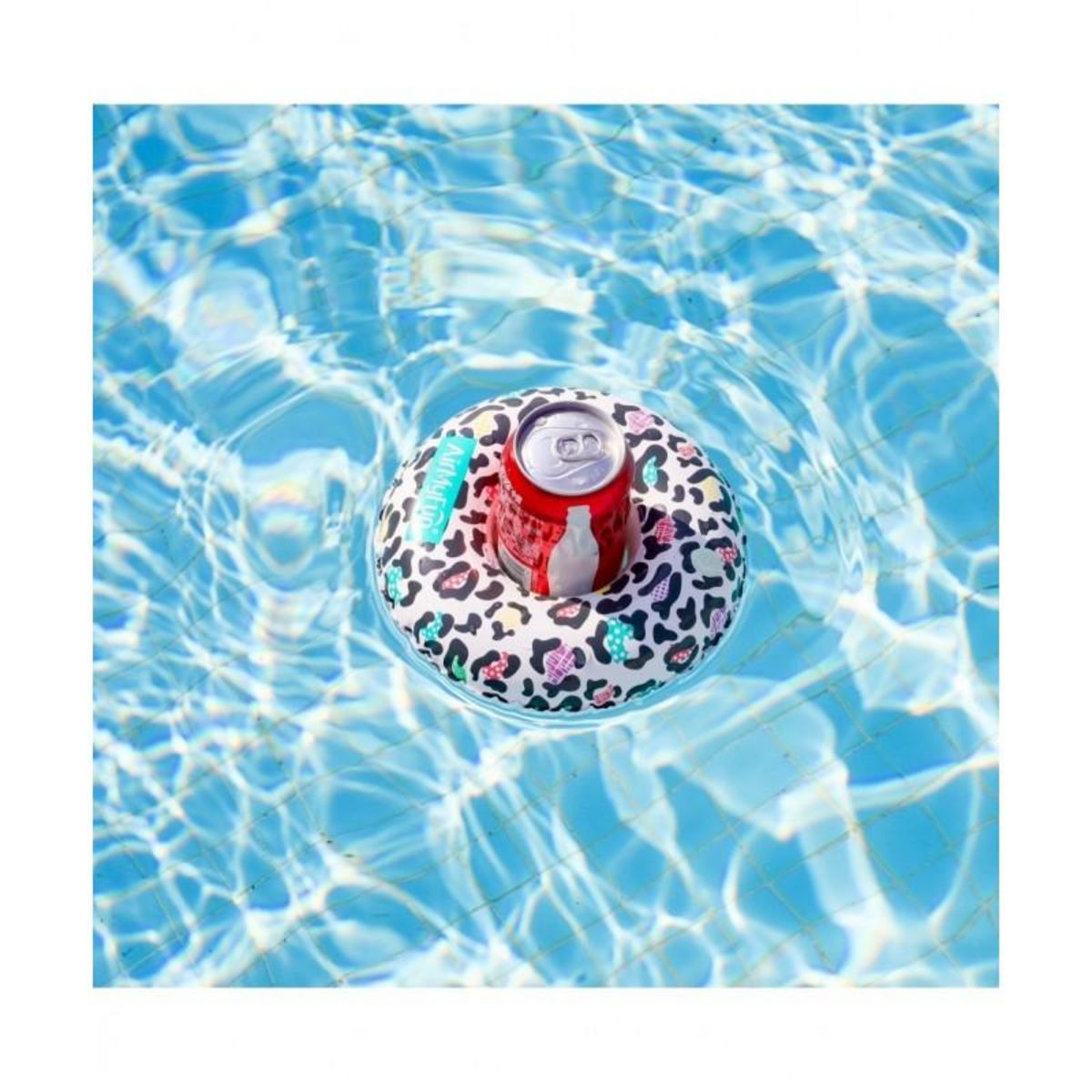 AIRMYFUN Porte Boisson Gonfable pour Piscine ou Plage, Flotteur, Accessoire d'Eau - Léopard ø18cm