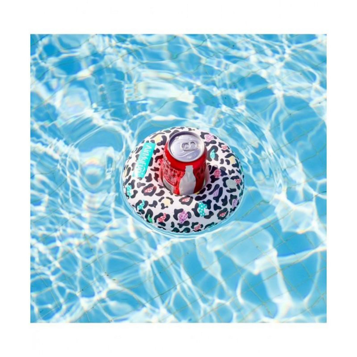 AIRMYFUN Porte Boisson Gonfable pour Piscine ou Plage, Flotteur, Accessoire d'Eau - Léopard ø18cm