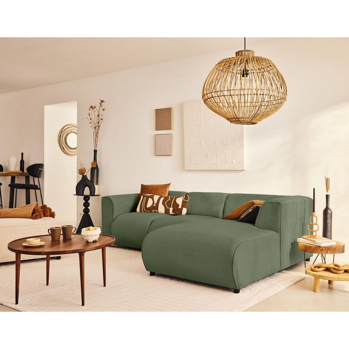 LISA DESIGN Suaro - module d'assise méridienne droit en tissu texturé