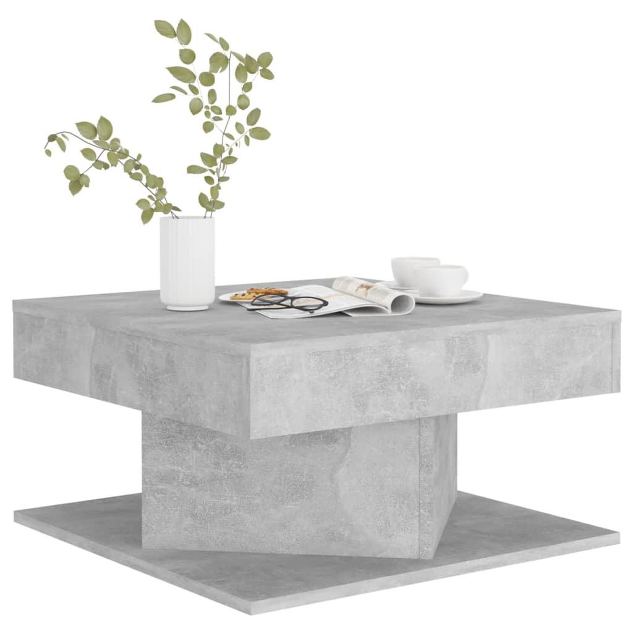 Voir la diapositive 4 : VIDAXL Table basse Gris beton 57x57x30 cm Bois d'ingenierie