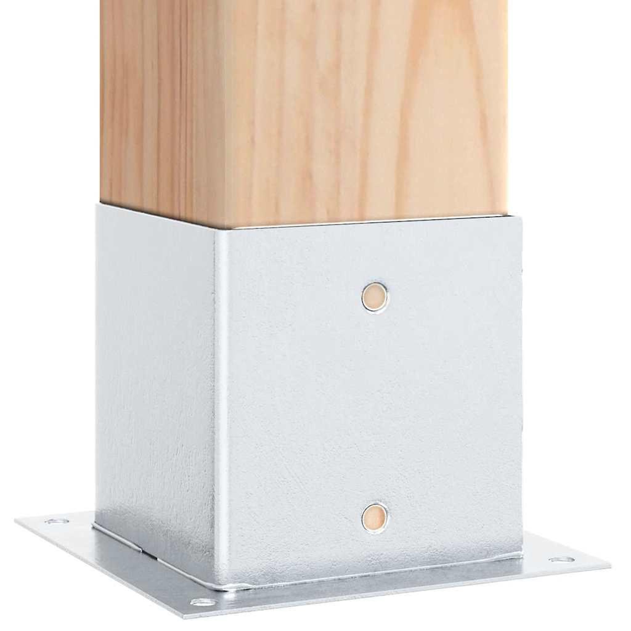Voir la diapositive 4 : VIDAXL Bases de poteau carrees 4 pcs argent 141x141 mm acier galvanise