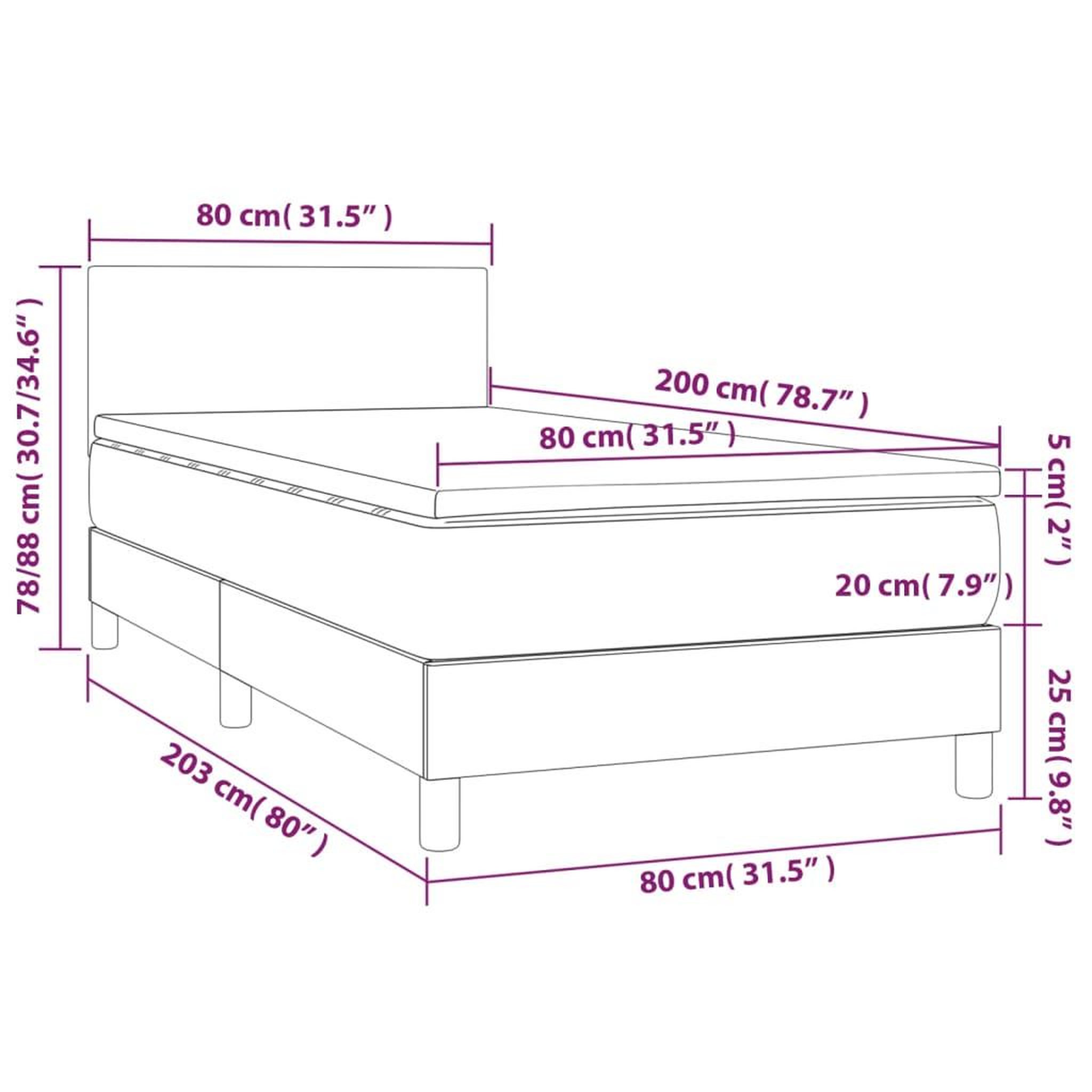 Voir la diapositive 6 : VIDAXL Sommier a lattes de lit et matelas et LED Marron fonce 80x200cm