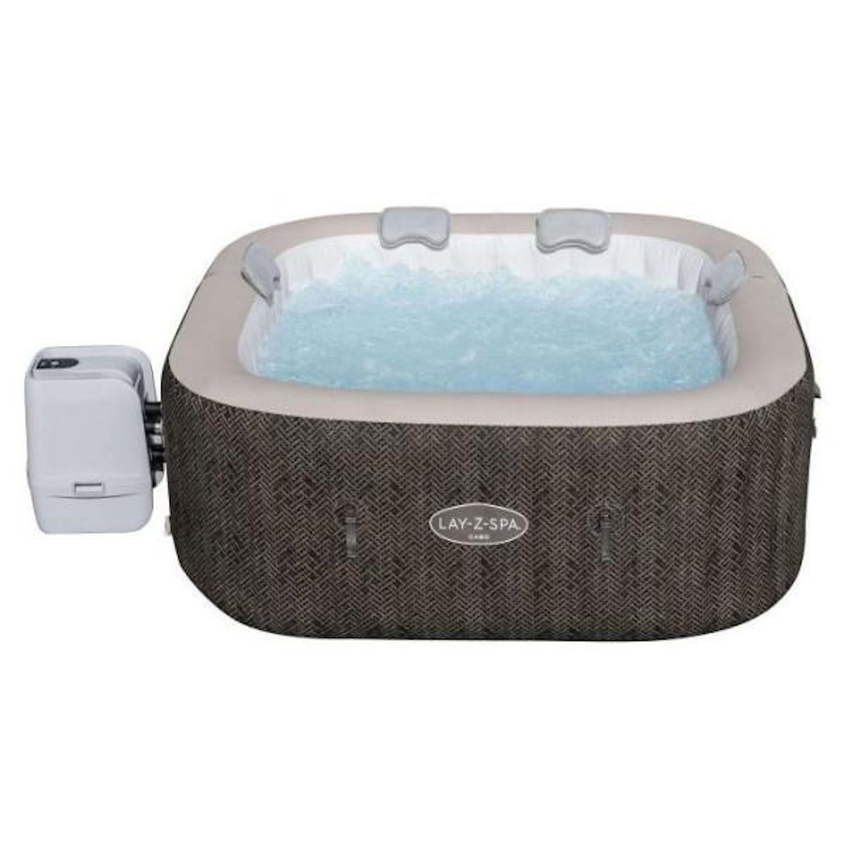BESTWAY Spa gonflable BESTWAY - Lay-Z-Spa Cabo - 140 airjets - 180x180x71 cm - 4 a 6 places - Carré (couverture, cartouche, 4 appuie-te