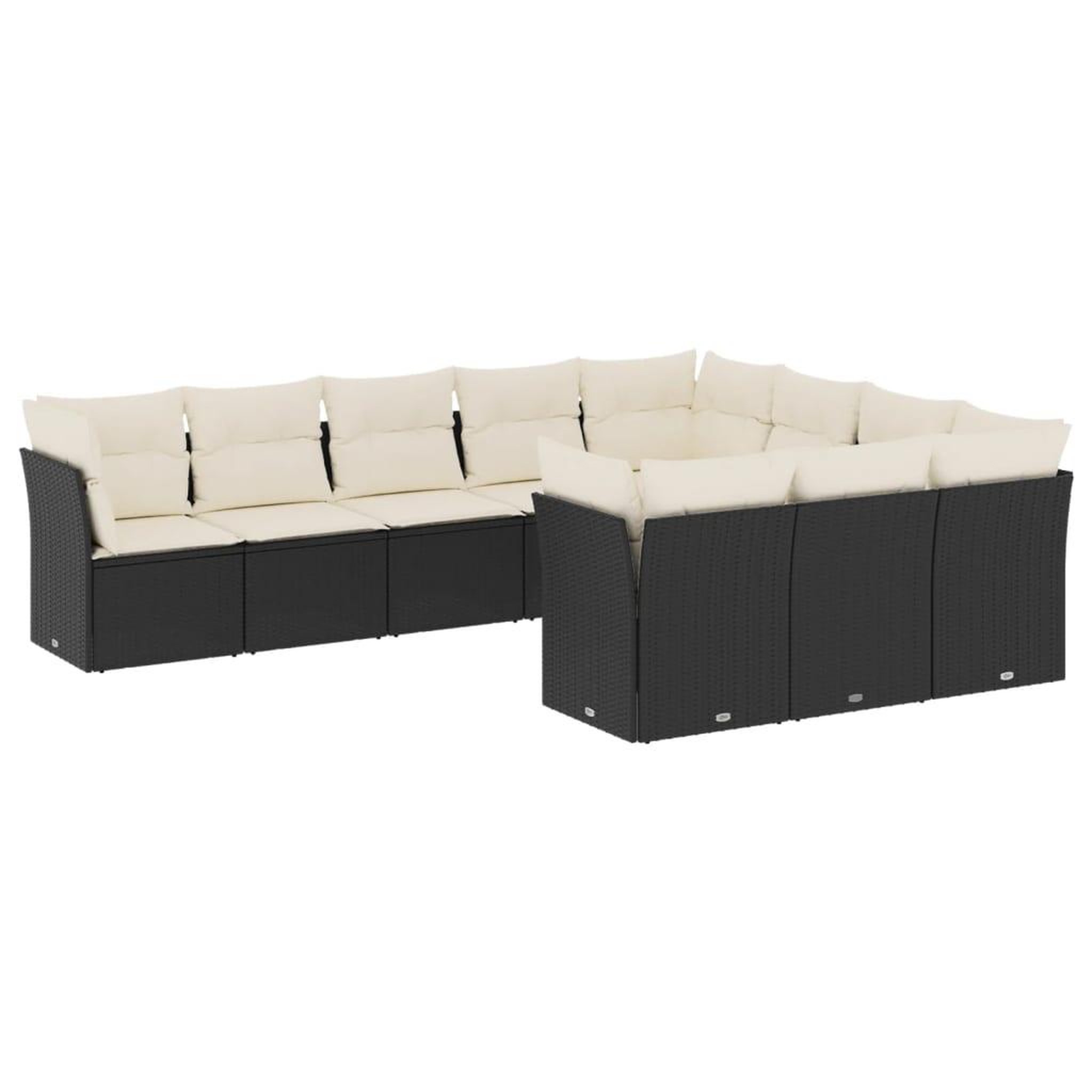 Voir la diapositive 2 : VIDAXL Salon de jardin 10 pcs avec coussins noir resine tressee