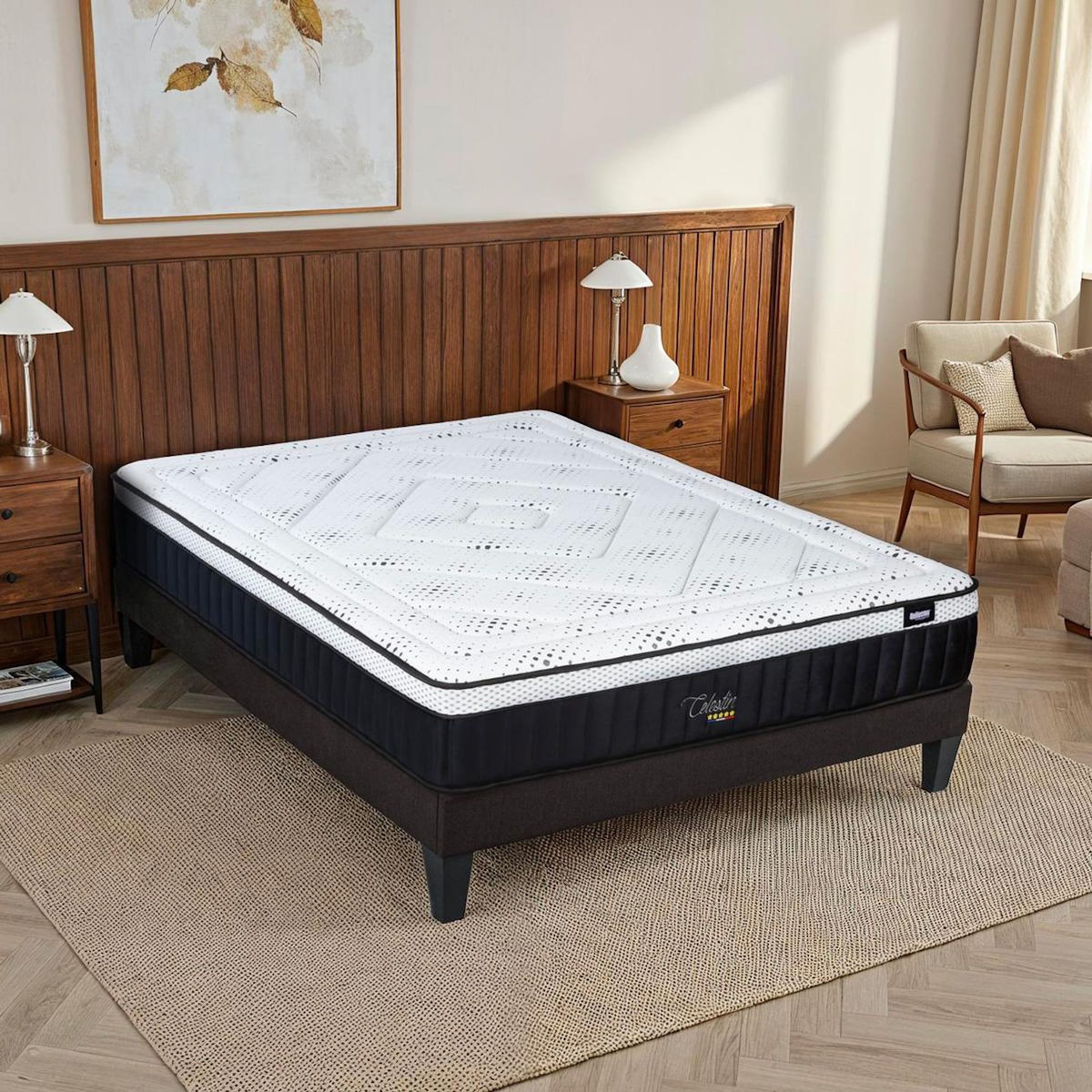 BELLECOUR BELLECOUR LITERIE | Ensemble CELESTIN 2.0 | Matelas Mémoire de forme + Sommier Bois