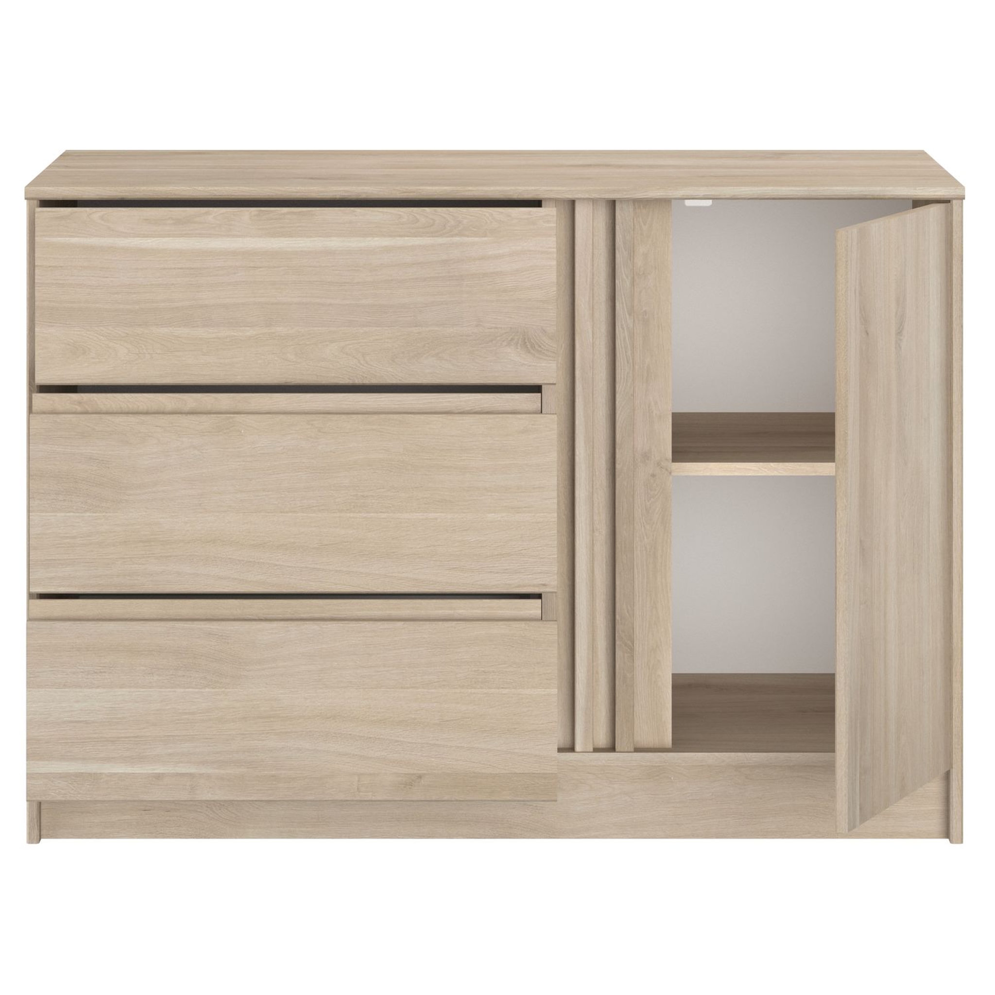 Voir la diapositive 2 : Commode 3 tiroirs 1 porte L109 cm PIA