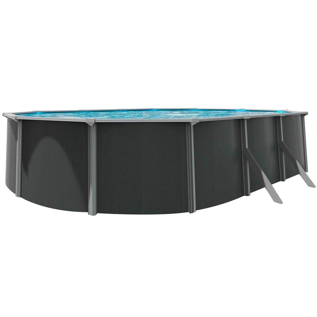 trigano Piscine ovale hors sol en acier grs anthracite VARUNA 6,30x3,90m