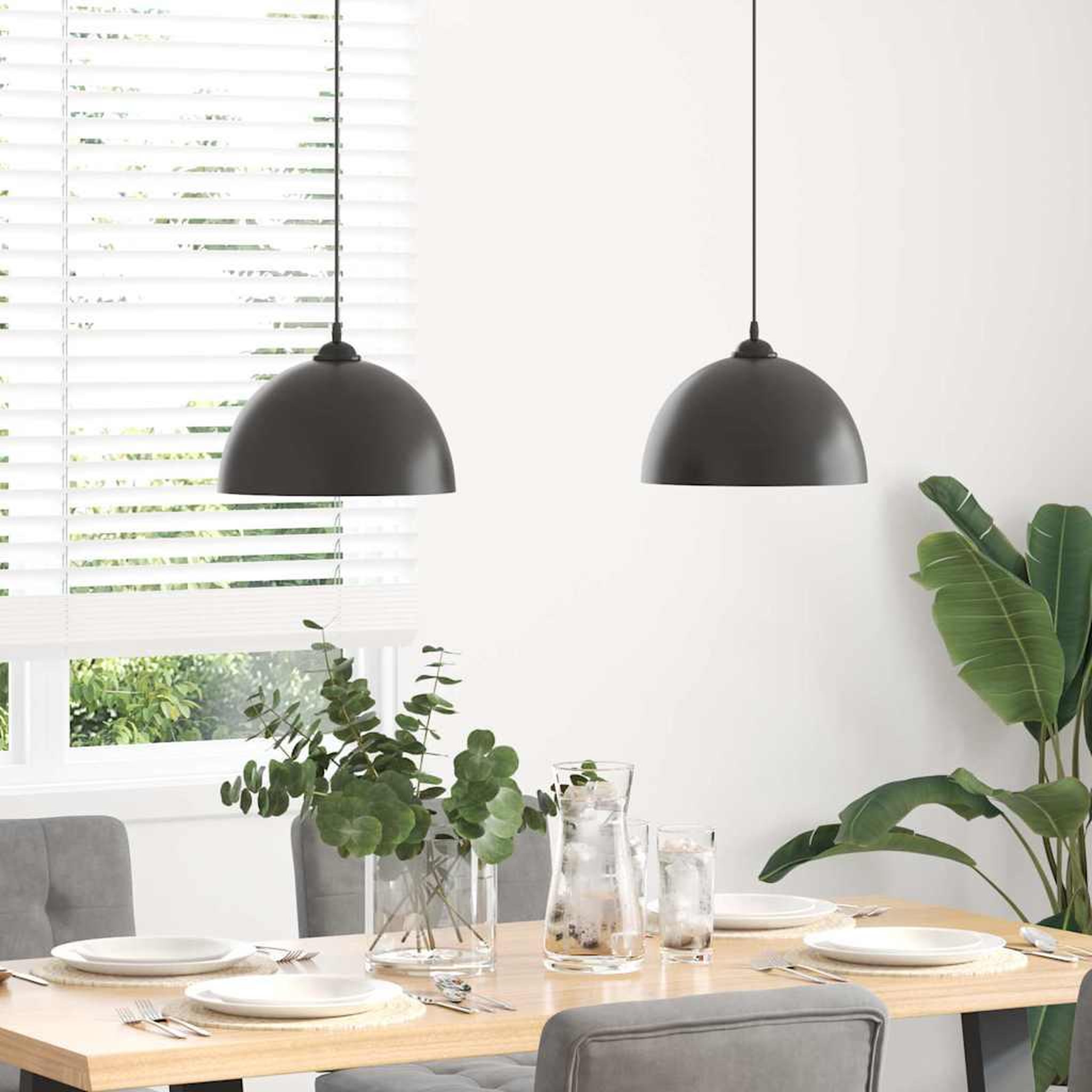 Voir la diapositive 3 : VIDAXL Lampes suspendues 2 pcs hauteur reglable E27 noir Ø 30 cm metal